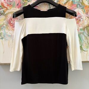 Philosophy Republic Black White Cold Shoulder Top Size M